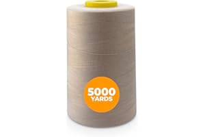 Weemex 1 Bobina grande de Hilo de Coser de Poliéster | 11 opciones | para Máquina Remalladora, overlock, Singer, Janome, etc | hilo de 5000 Yardas cada uno 40S/2 para todo Propósito (Beige)