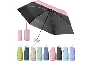 MPXEAVG Kompakter Regenschirm, Mini Schirm, Schirm UV Schutz, Regenschirm Damen Klein, Ultraleicht, Sonnenschirm Tragbar, Regenschirmbox