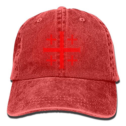 Preisvergleich Produktbild Red Jerusalem Crusaders Cross Denim Hat Trucker Cap Natural