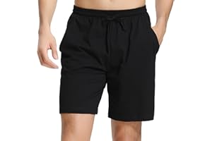 Irdcomps Męskie spodnie piżamowe, bawełniane, krótkie spodnie do spania, spodenki do spania, na lato, bermudy, z kieszeniami bocznymi, S-XXL