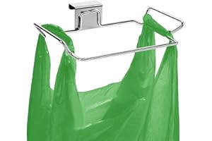 KHDULQ Soporte para Bolsa De Basura De Acero Inoxidable,Soporte Colgante para Bolsa De Basura,Soporte para Bolsa De Basura para Puerta De Armario De Cocina,Apto para Cocina, Despensa, Dormitorio