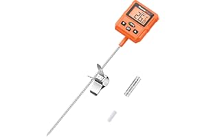 ThermoPro TP511 Thermomètre Numérique pour Bonbons avec Clip pour Pot, Thermomètre Alimentaire Programmable pour Viande avec Sonde Longue de 20cm pour Pâtisserie Grillade Bougie Huile Liquide Friture