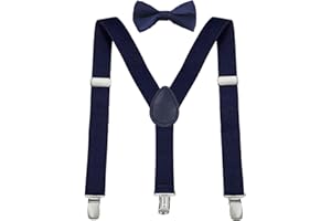 CXNXFD Kinder Hosenträger Fliege Set, Kinder-Hosenträger mit Elastischer Y-Form Verstellbar mit Clips