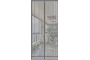 Sekey 100x220 cm Cortina Mosquitera Magnética para la Protección Contra Insectos, el Mosquitera Magnético Ideal para Puerta de Balcón, Puerta de Terraza (se Puede Cortar en Altura y Ancho), Gris