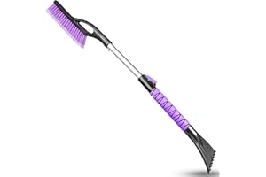 ‎HEEYA HEEYA Auto Eiskratzer, 84cm ausziehbare Auto Schneebürste and Schneebesen für Autoscheiben, Abnehmbarer Eiskratzer mit Schaumstoffgriff für LKW SUV Windschutzscheibe - Lila