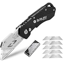 KOMBO - Cutter Professionale con Lama Pieghevole in Acciaio e Manico Ergonomico in ABS – 5 Lame Incluse – Taglierino Universale per Lavori di Precisione, Bricolage e Officina