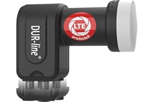 DUR-line + Ultra Quattro LNB – tylko do multiprzełącznika czarny – z filtrem LTE [test bardzo dobry*] cyfrowy z ochroną przed warunkami atmosferycznymi, Full HD, 4K, jakość premium