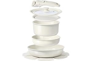 GIPP Set Di 8 Pentole E Padelle Con Manici Rimovibili, Pentole Con Rivestimento Antiaderente In Ceramica, Set Di Padelle Pressofuse Per Piano Cottura A Induzione, Set Di Pentole Con Padelle