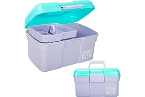 Creahaus Organiseur multifonction en plastique portable pour couture, maquillage, médicaments et ongles Violet et bleu 28 cm
