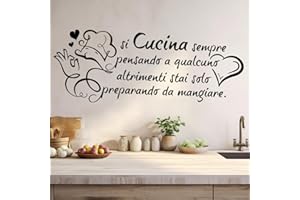 Gigio Store Adesivi Murali Cucina, Decorazione Parete Scritte Adesive, si cucina sempre pensando a, Decalcomania Vinile per Soggiorno, Ristorante, Bar