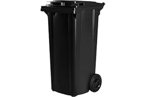 Bauer HARDWEX Mülltonne mit 2 Rädern und Deckel, Müllgroßbehälter, Abfalltonne, Mülleimer, Volumen: 120 Liter, Farbe: Grau, Größe: 964 x 480 x 550 mm