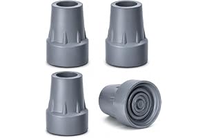 supregear Ferrules för Kryckor, 22 mm Fothättor, 4-Pack, Grå | Kraftiga Halkfria Gummifötter Metallinsats Kryckor Rör 22 mm S