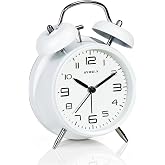 Y&uuml;ksek Sesli Alarmlı Saat Nostaljik Analog &Ccedil;alar Saat Fosforlu Işıklı Alarmlı Metal G&ouml;vde Akar Saniyeli Sessiz Pilli Saat HT-