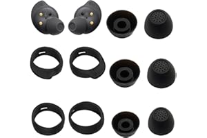 Aiivioll Galaxy Buds FE Ear Tips, Hooks & Wings (5 Pairs) - Silicone Replacement for Enhanced Comfort & Stability, Anti-Slip Design, Easy Installation - Compatible with Samsung Buds FE（Black）