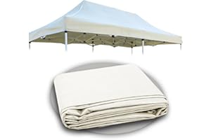 IBK Telo ricambio per gazebo 2x2/3x3/6x3 Tetto tessuto beige impermeabile doppio Anti Raggi UV, resistente (6x3)
