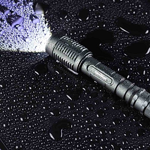 Canwelum Ultra-helle Zoom CREE LED-Taschenlampe, Aufladbare Taschenlampe mit 2 x Batterie und mit intelligenten Schwanz Button Switch (A Komplett-Set mit Akku und Ladegerät) - 6
