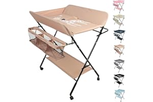BELFOYER Belfoye - Mesa cambiador plegable y portátil, carga máxima de 25 kg para nuevos, ajustable en altura, mesa de cambio plegable para reemplazo de pañales (almendra)