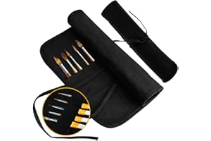 Skytowards Porta Pennelli da Pittura in Tela Arrotolabile - Borsa Con 22 Scomparti per Pennelli a Olio e da Artista (Nero)
