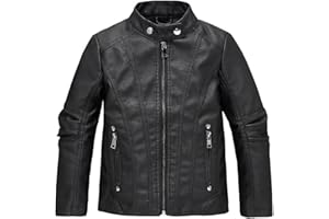 Lengender Giacca da moto in ecopelle per bambini - Maniche lunghe - Cappotto di pelle sintetica primavera autunno