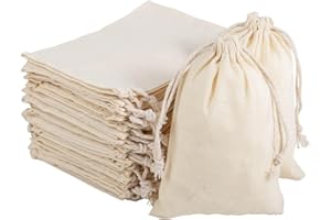 PACKRA Baumwollsäckchen 30 Stück, Geschenktüten Baumwoll Säckchen Klein 10x14cm, Leinensäckchen Stoffbeutel klein, Jutesäckchen für Schmuck Hochzeit Weihnachten Party