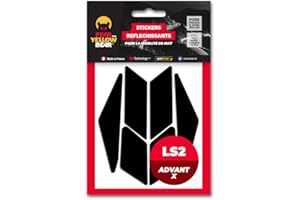 FEAR THE YELLOW BEAR YELLOW BEAR Fear The Yellow Bear© Easy Replica LS2 Advant X™ Kit of 6 Reflective Stickers for Motorcycle Helmets, 3M™ Technology (Black)