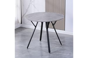 ‎GOLDFAN GOLDFAN Runder Esstisch Marmormuster Tisch Rund Küchentisch Esszimmertisch mit Metallbeine für Büros Wohnungen Restaurants,90x90x75cm (Marble)