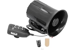 KIMISS 6 sonidos fuerte alarma de advertencia de coche policía sirena de incendios bocina altavoz amplificador de sonido de emergencia 50 W 120dB Universal para 12 V coche extinción de incendios