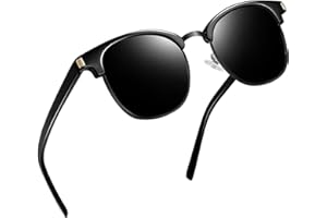 Joopin Polarizadas Gafas de Sol Hombre y Mujer Medio Marco Cuadradas Clásicas Retro Vintage Protección UV400 para Conducción Playa Pesca Golf