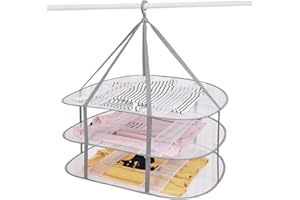 MCTIES Barabesty 3-stöckiger Pullover-Trockner, Wäschetrockner, Netzgewebe, zusammenklappbar, Wäschetrockner