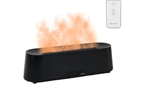 ELITECRAN 300ml Diffusore di Profumo, 7 Cambi Colori Diffusore di Oli Essenziali, Umidificatore d'aria ad Ultrasuoni, Diffusore di Aromaterapia con Effetto Fiamma, Diffusore di Aromi di Ambiente (Nero)