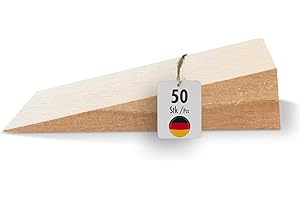 haggiy Cale en bois dur - Set de cales en bois - Cales en hêtre naturel - Butoir de porte - Idéal pour les meubles, le montage, le bricolage - (LxlxH) 100x40x25 mm - 50 pcs.