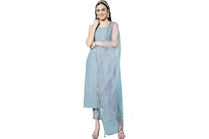 Shopping Queen Damen Seide Chikankari Kurta Hose & Dupatta Set