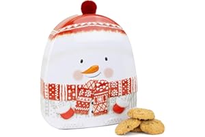 THE SILVER CRANE CO. Snowman Gift Set - Novelty Christmas Biscuits Gift Set Tin Filled with Fancy Chocolate Chip Cookies - Luxury Tins of Biscuits for Women and Men, English Gifts & Presents for Food Lovers
