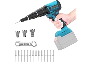 VEXNOOK Cordless Rivet Gun Compatible with Makita 18V Battery — Brushless Pop Rivet Gun for Effortless Fastening, Automatic Rivet Nut with LED Light, Rivet Nut Gun Kit with 50 Rivets, 3 Nozzles and Wrench