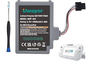 Uwayor Batteria 2000 mAh Wii U Gamepad Controller Batterie di ricambio per Wii U Gamepad Controller 3,7 V Alta Capacità con Cacciavite