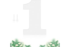 SHOWMTHEM 15,24 cm White Metal House Number, White Metal Outdoor Mailbox Numbers, Modern Metal House Address Door Numbers for Outside Signs(1)