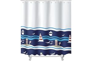 Lerores Tenda da doccia 240 x 200 cm, con orlo appesantito, in tessuto antimuffa, impermeabile, lavabile, in poliestere, con occhielli e 16 anelli per tenda da doccia per bagno, vasca da bagno