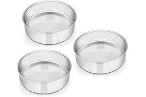 Homikit Cake Tin, 6 Inch Round Cake Tin Mould Set of 3, Layer Cake Tins Stainless Steel Cake Baking Pans for Christmas Birthday Wedding, Healthy & Sturdy, Mirror Finished & Dishwasher Safe