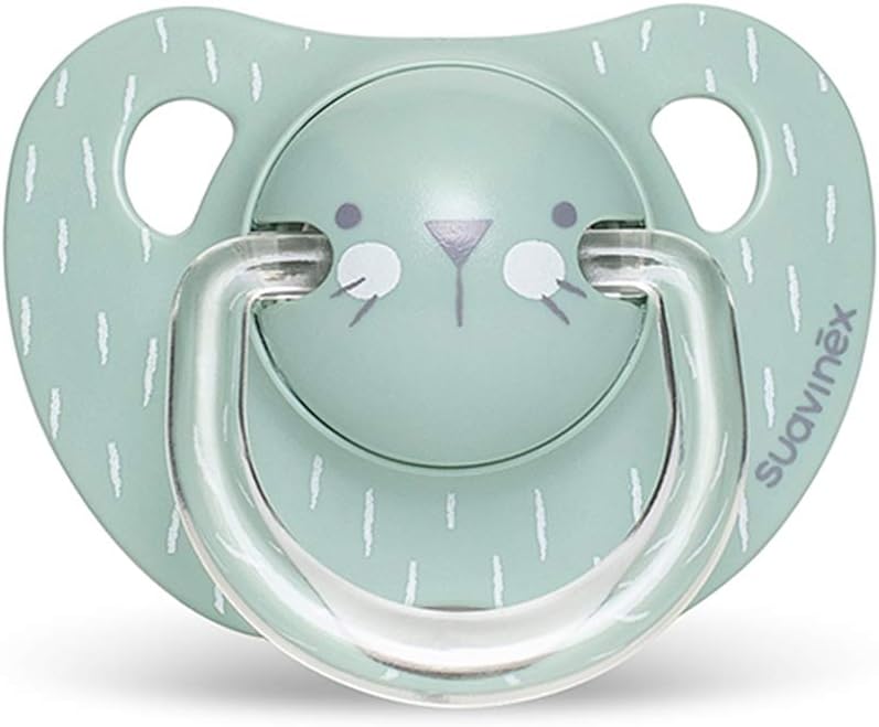 SUAVINEX Chupete para bebés, Con tetina anatómica de silicona, Color Whiskers Verde, Talla 6-18 Meses (Paquete de 1)