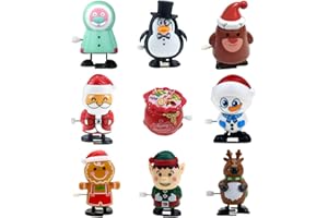 DesignBox Christmas Wind-Up Toys, 9 PCS Assorted Wind Up Toys Mini Clockwork Toys Playset Kids Party Favors Gift Party Toys Set for Christmas Birthday Children's Day Party (#2)