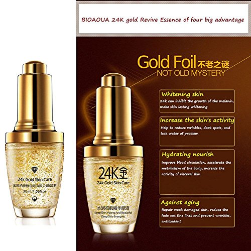 ROMANTIC BEAR Pure 24K Gold Essence Anti Wrinkle Whitening Collagen Moisturizing Hyaluronic Acid Liquid - 4