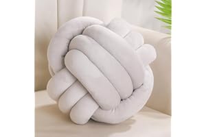 Yhoelata Cojin Nudos Gris Claro, Cojines Redondos Decorativo de Terciopelo, Cojín Decoración para Cama Sofa, Cojín para Dormitorio Infantil, Regalo 28 cm
