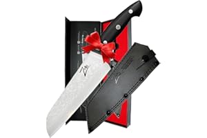 Couteau Santoku 17,8 cm - Par Zelite Infinity - De la gamme Executive - VG10 et à 67 couches de la meilleure qualité japonaise - Incroyable poignée modèle G10 pleine soie - Grande lame de chef 53 mm