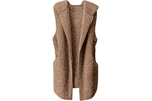Lulupi Damen Fleeceweste Plüschweste Winter Warm Ärmellos Fleecejacke Hoodie Teddy Jacke Faux Fur Plüsch Weste Pullover Winterjacke mit Kapuze
