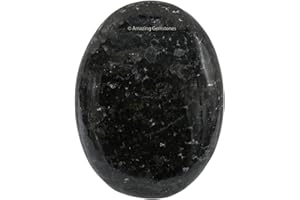 AMAZING GEMSTONE Nuummite Palm Stone - Pocket Massage Worry Stone for Natural Body Chakra Balancing, Reiki Healing and Crystal Grid.