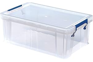 Bankers Box Boîte de rangement ProStore 10 L, 14 x 34 x 21.5 cm, avec couvercle et poignées, format A4, empilable, plastique transparent sans BPA