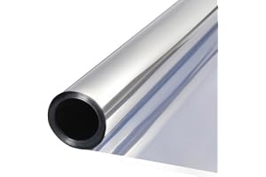 QOQIDUN One Way Window Film Heat Reflective Privacy Self Adhesive for Glass Windows, Anti Glare UV Sun Blocker Mirror Window Tint Film for Home and Office (Silver, 40x200cm)