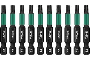 UBESTHS Torx Bit T25, Schraubendreher Bits Set 10 Stück, 1/4" Sechskantschaft, 50mm Länge mit Box