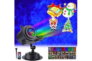 K-Bright Natale Halloween Lampada per Proiettore LED, 16 Modelli Luce per Proiettore Impermeabile con Motivo a Onde d'Acqua con Telecomando Decorazione di illuminazione Festa Natale Interno Esterno