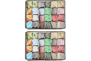 DODUOS 2 pcs boîtes de Rangement non tissé pour sous-vêtements 24 cellules Organisateur de tiroir Pliable diviseurs de tiroir pour Ranger Les Chaussettes Foulards Cravates de Soutien-Gorge (Beige)